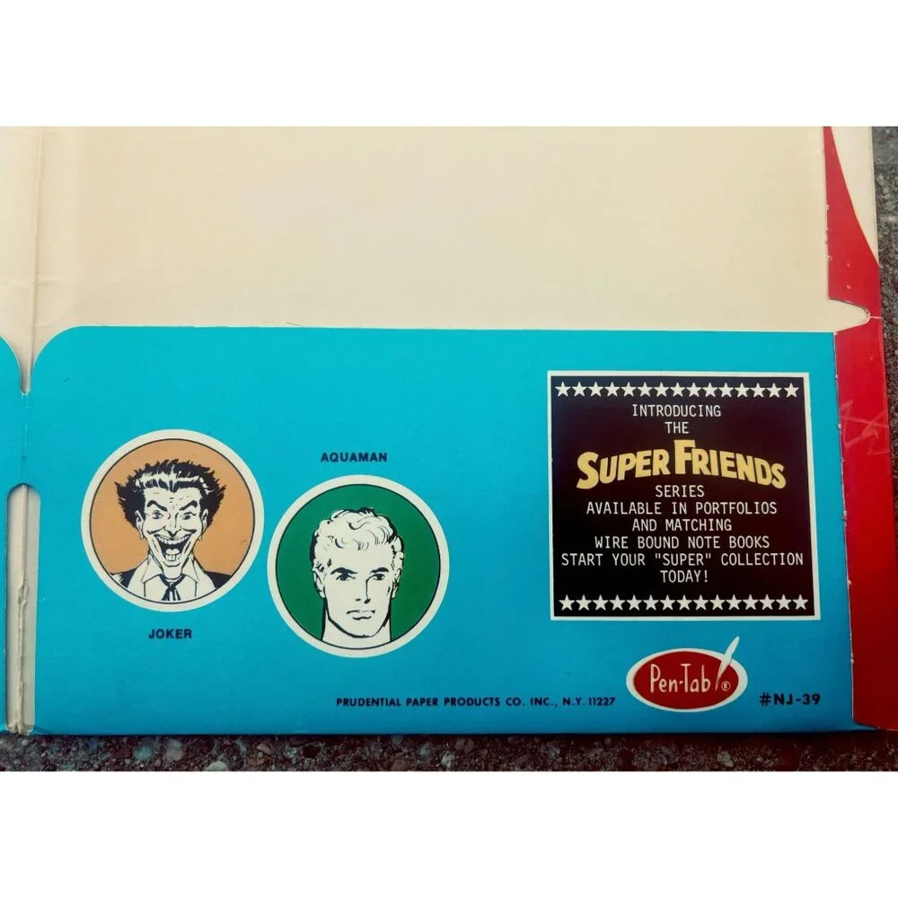 Vintage 1975 Superman Portfolio Folder (Super Friends) Pen-Tab #NJ-39 DC